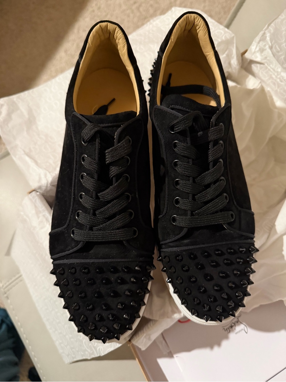 Christian Louboutin Cream Drawstring Dust Bags with Red Logo
